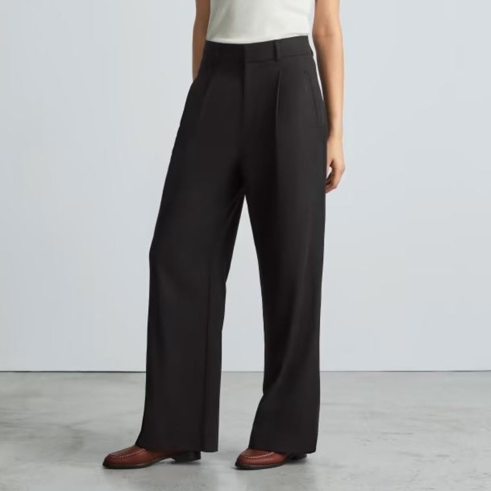 Everlane The Way High Drape Pant High Rise Wide Leg Black Short Inseam